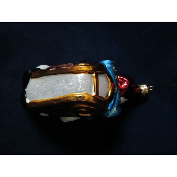 Vintage Christopher Radko Mercury Style Glass Santa On Sleigh w/ Bottle Ornament - Picture 8 of 12